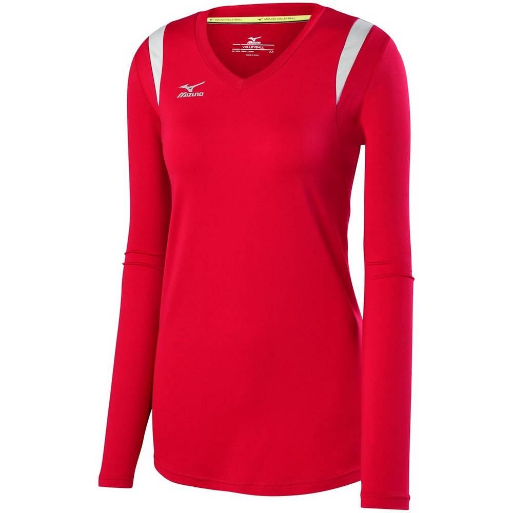 Mizuno Balboa 5.0 Long Sleeve - Bayan Forma - Kırmızı/Gümüş/Gri Türkiye (VPHBFK-783)